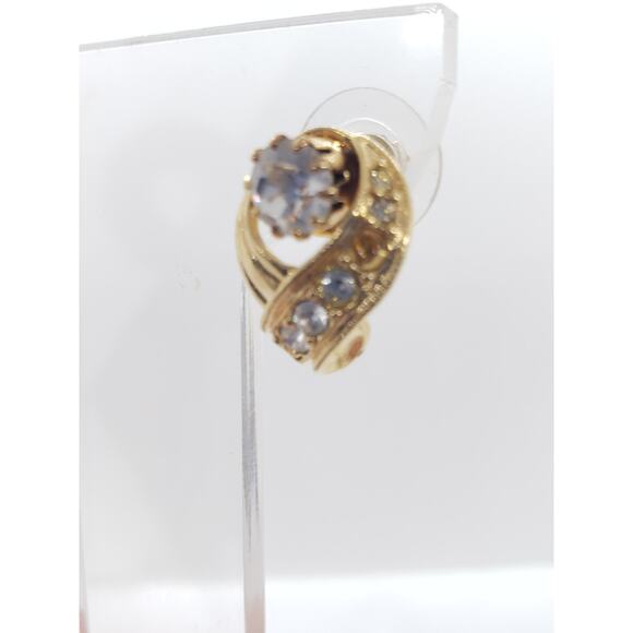 Vintage convertible Rhinestone Earring Jackets Crystal Stud gold toned - Picture 8 of 11
